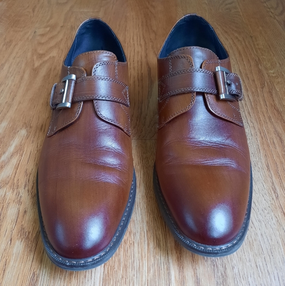 JOSEPH ABBOUD Will II Brushed Finish Monk Strap Men's Shoes Brown/Tan Sz. 10.5 - Picture 4 of 11